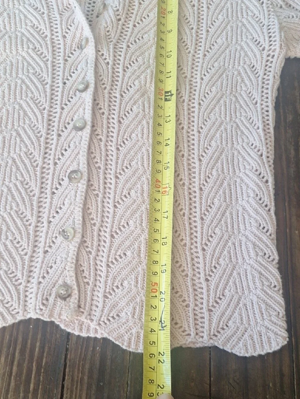 Gorgeous Sara Arizona 100% Cotton Pale Pink Short-Sleeve Knit Cardigan Top Sz S